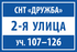 Табличка с номером улицы и номерами участков